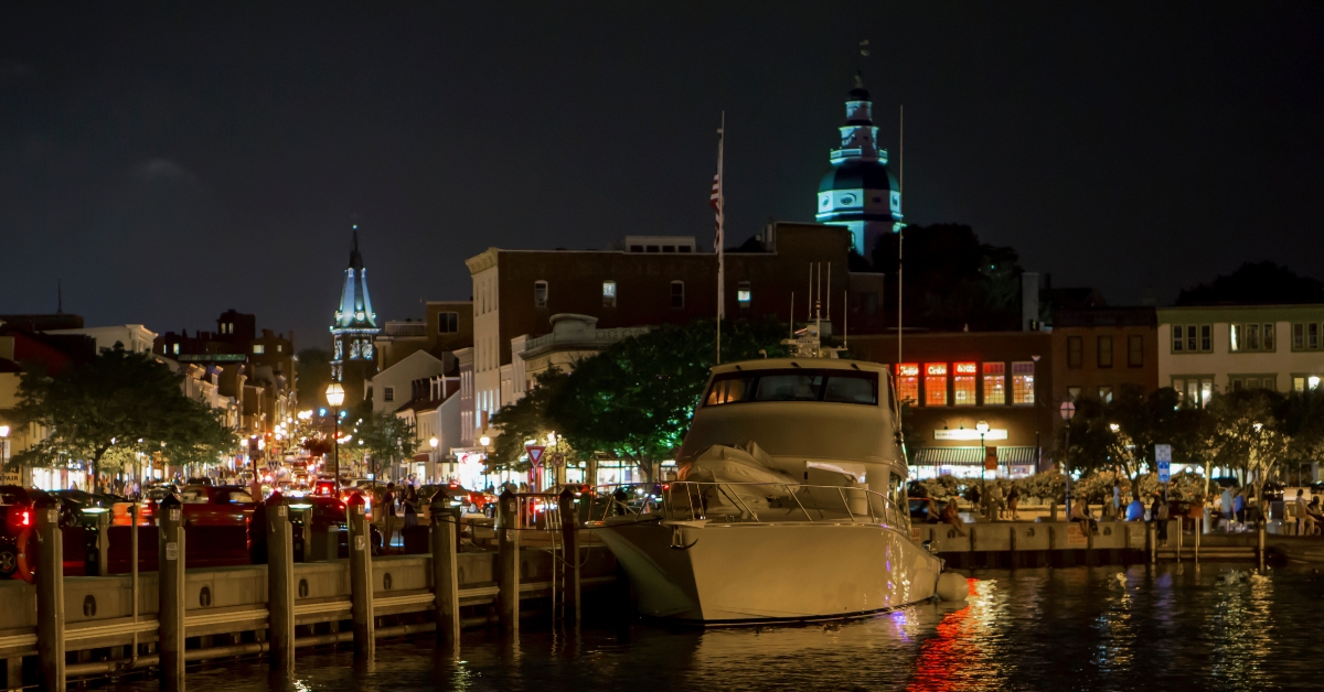 harbor of annapolis at night