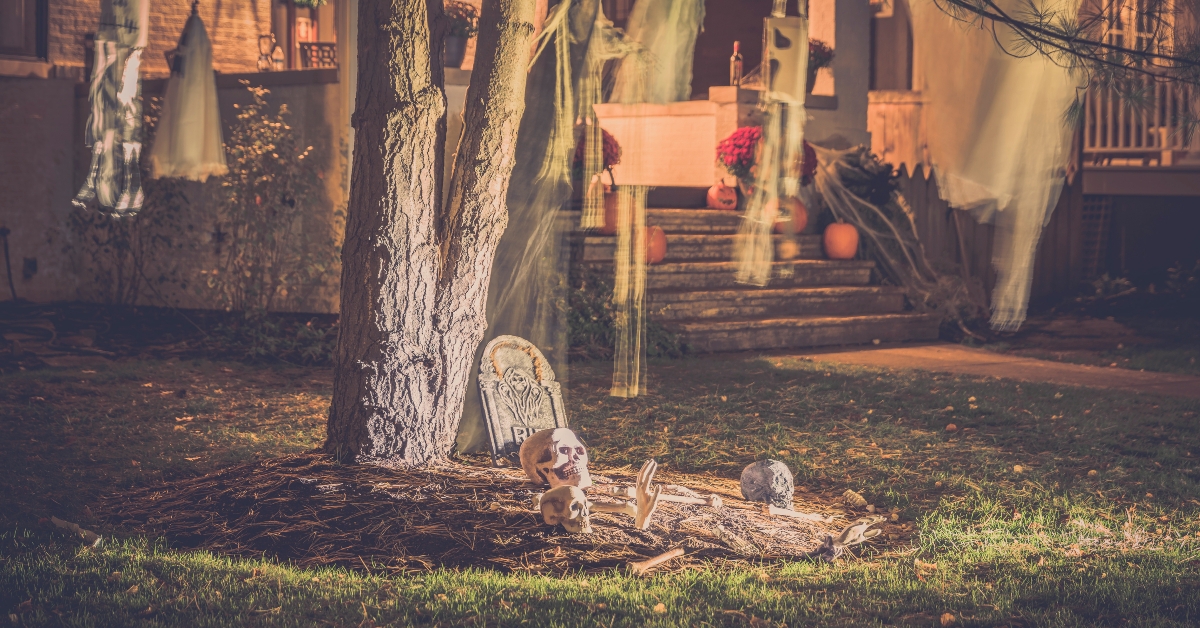 seasonal halloween decoration at night