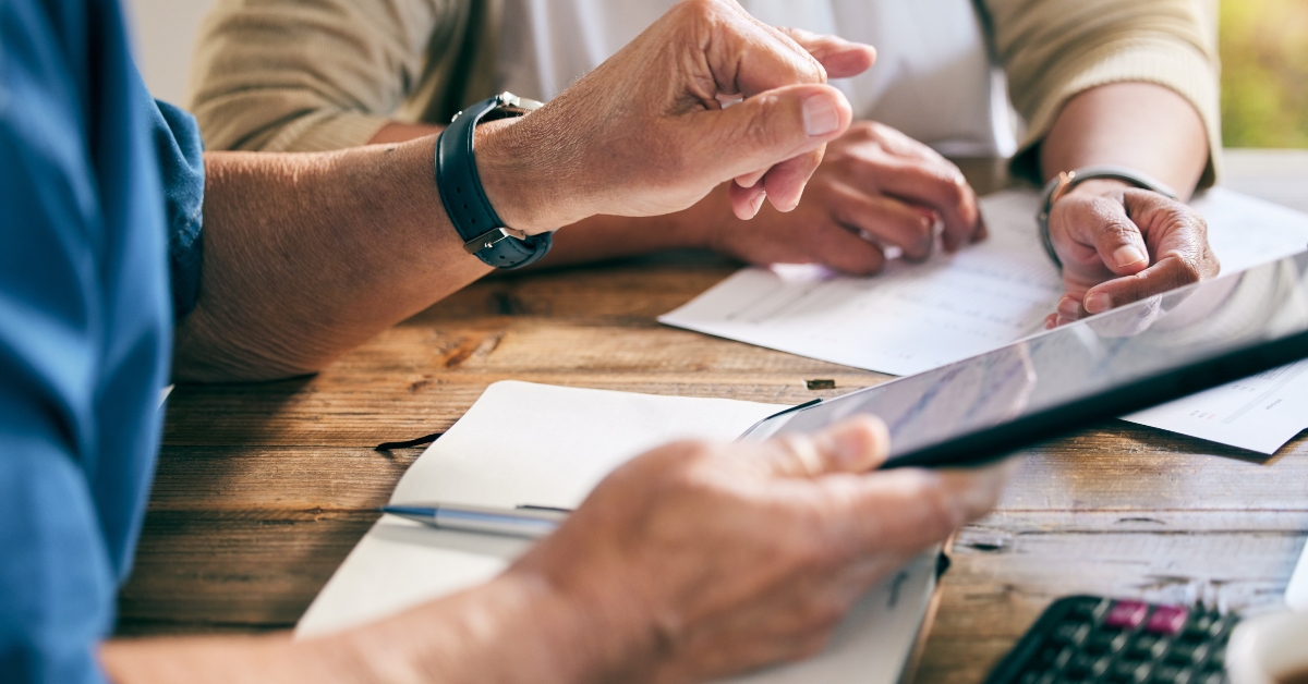 Family with technology and documents