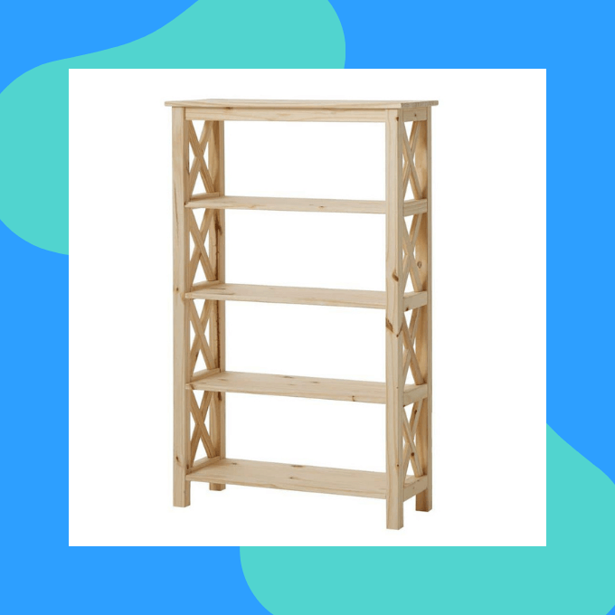 Natural pine wood bookcase