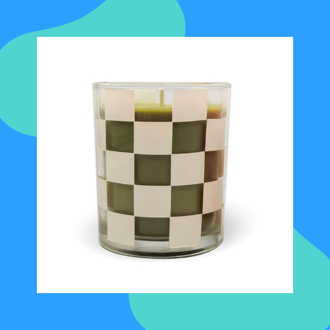 Checkered glass candle