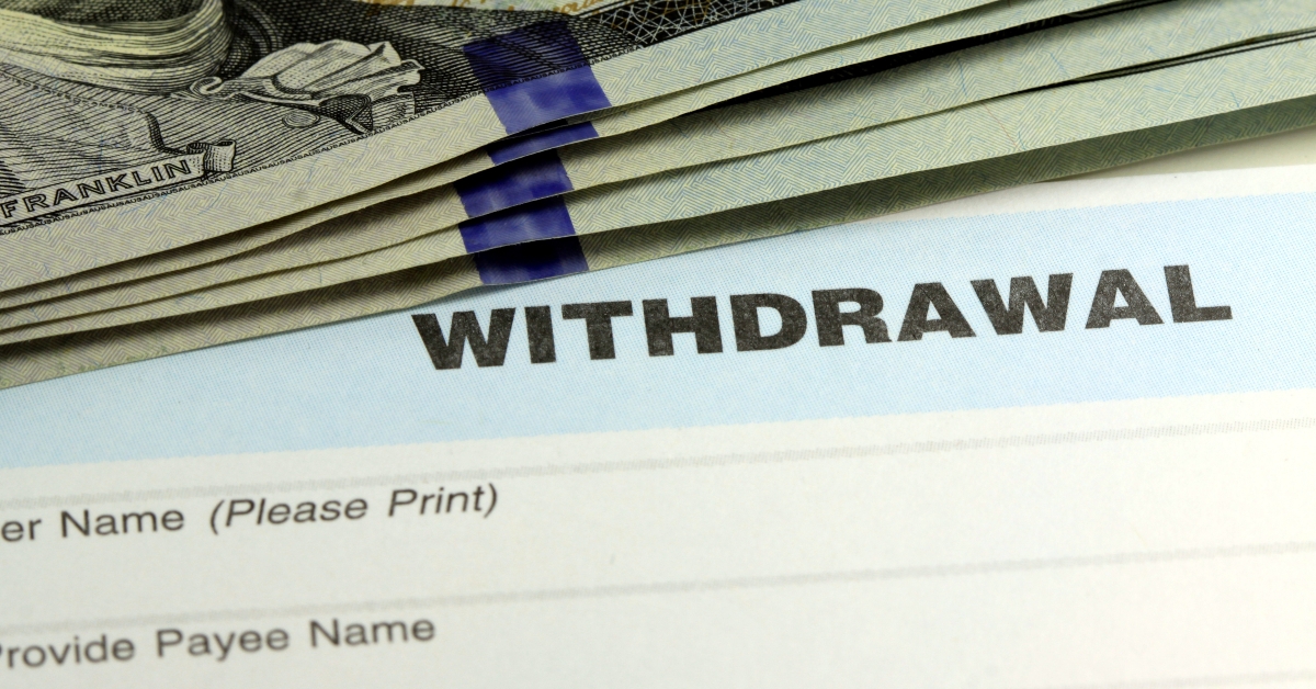 withdrawal slip from bank