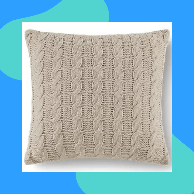 Cable knit throw pillow