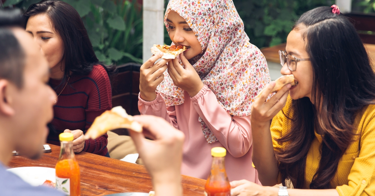 friends enjoying meal
