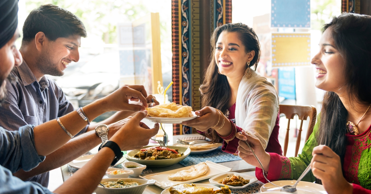 indian people having lunch