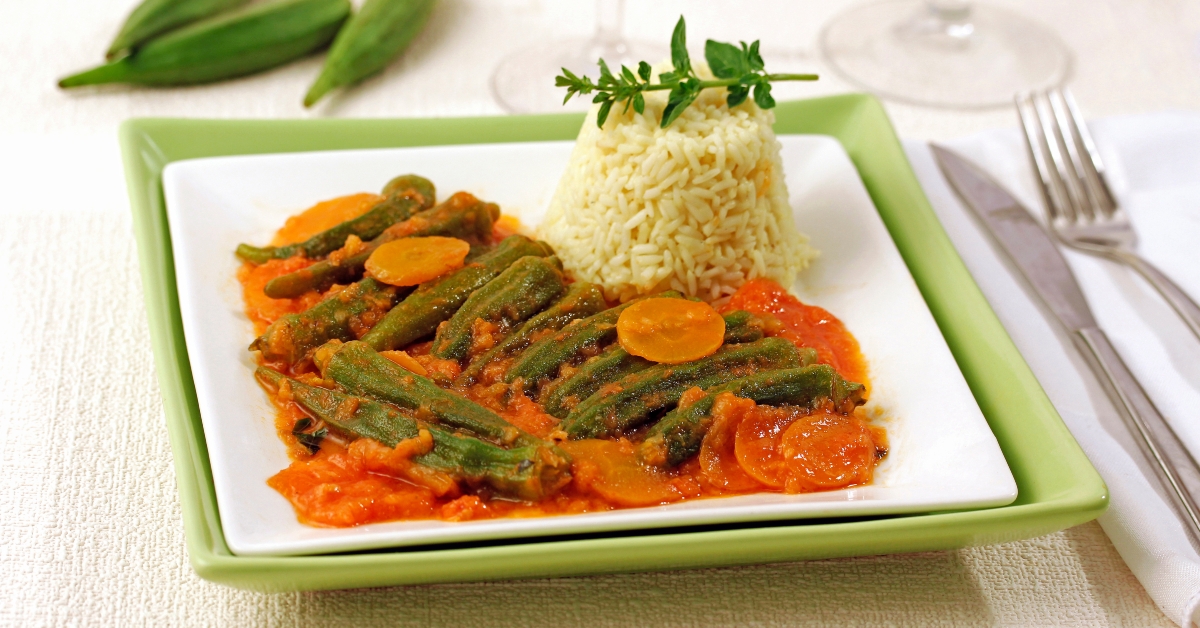 okra with rice and curry