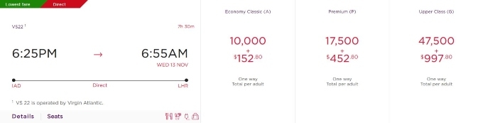Flight details to London.