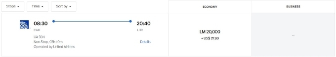 A flight to London with LifeMiles.