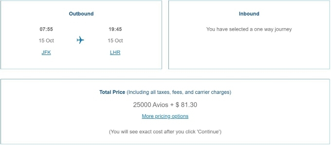 British Airways flights to London.
