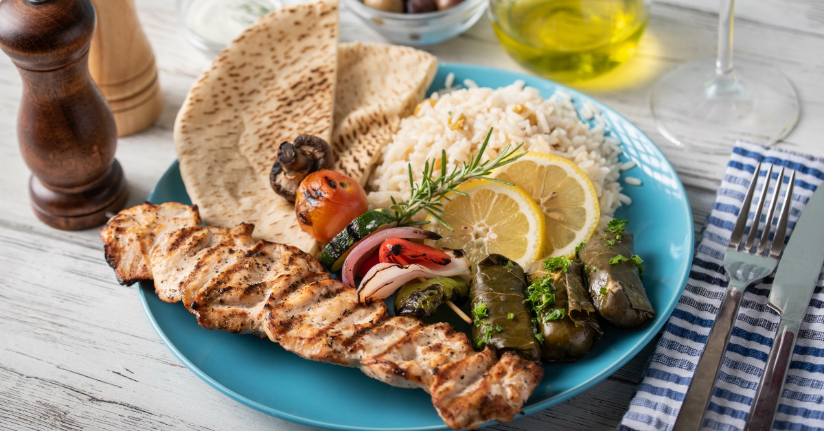 assorted greek food platter