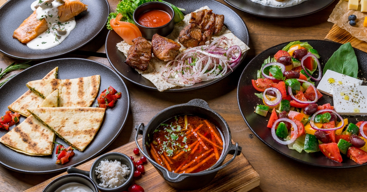 assorted foodset on table