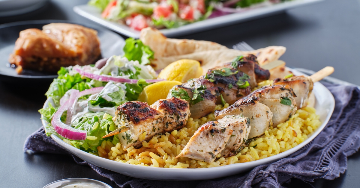 greek chicken souvlaki platter