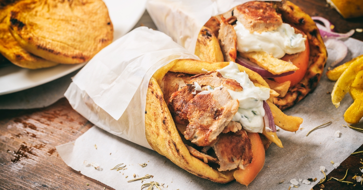 greek gyros wraped in a pita bread