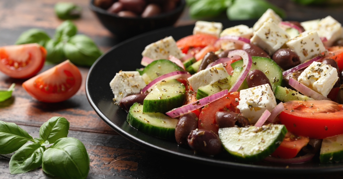 greek salad with fresh vegetables