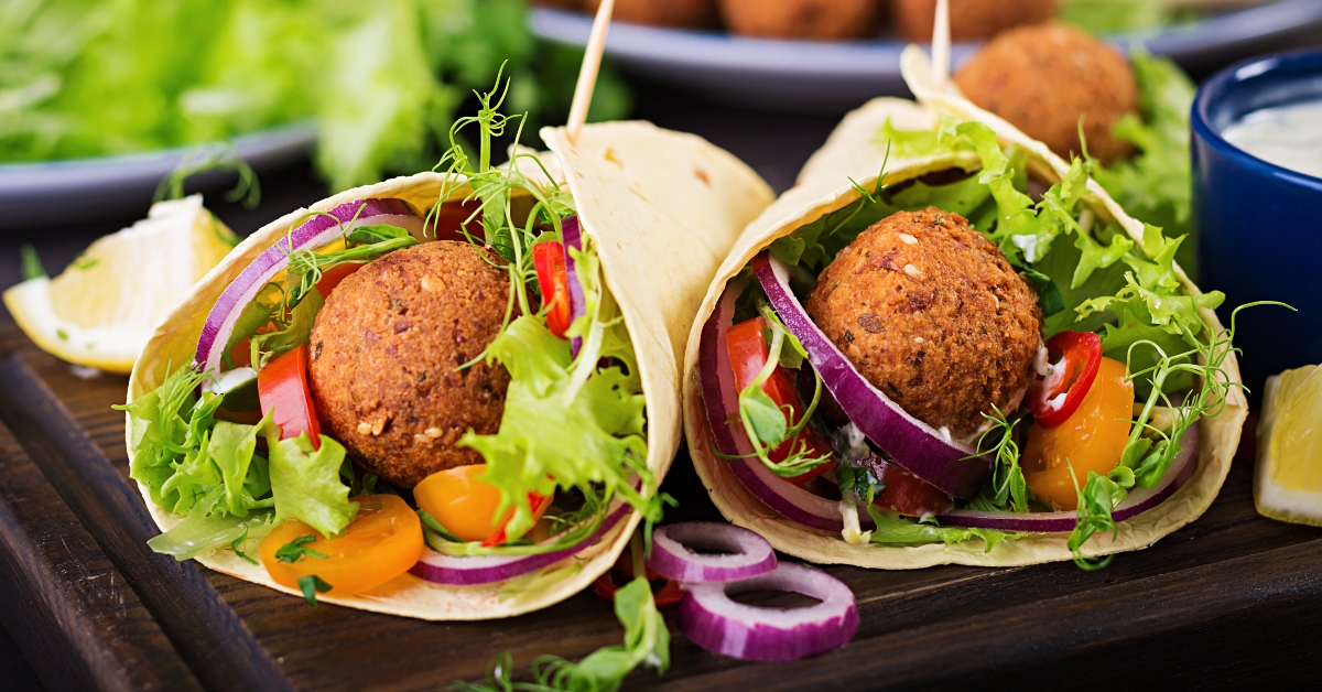 tortilla wrap with falafel