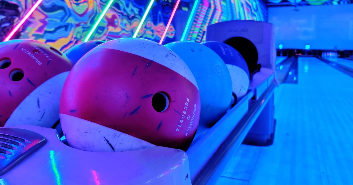 bowling ball at a bowling alley