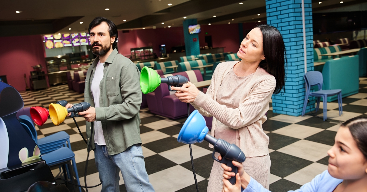 bustling bowling alley 