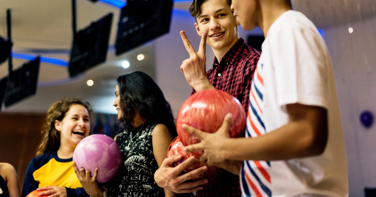 friends bowling together after school