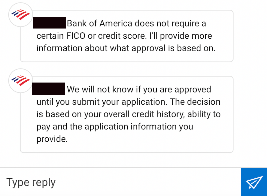 BOA customer support reply.