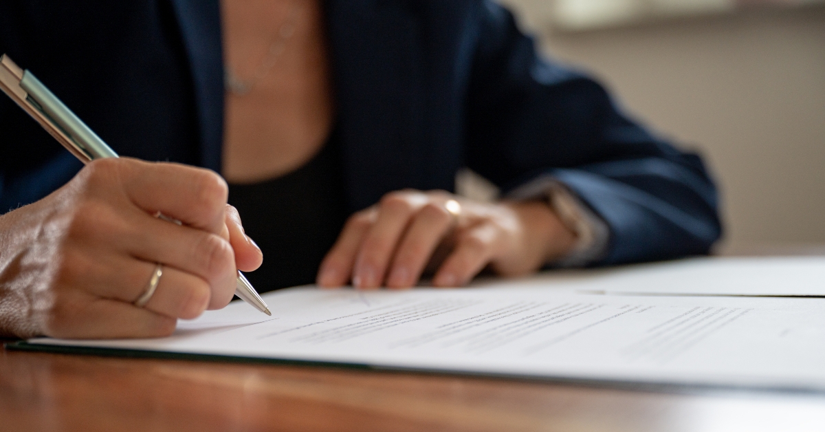 signing a document