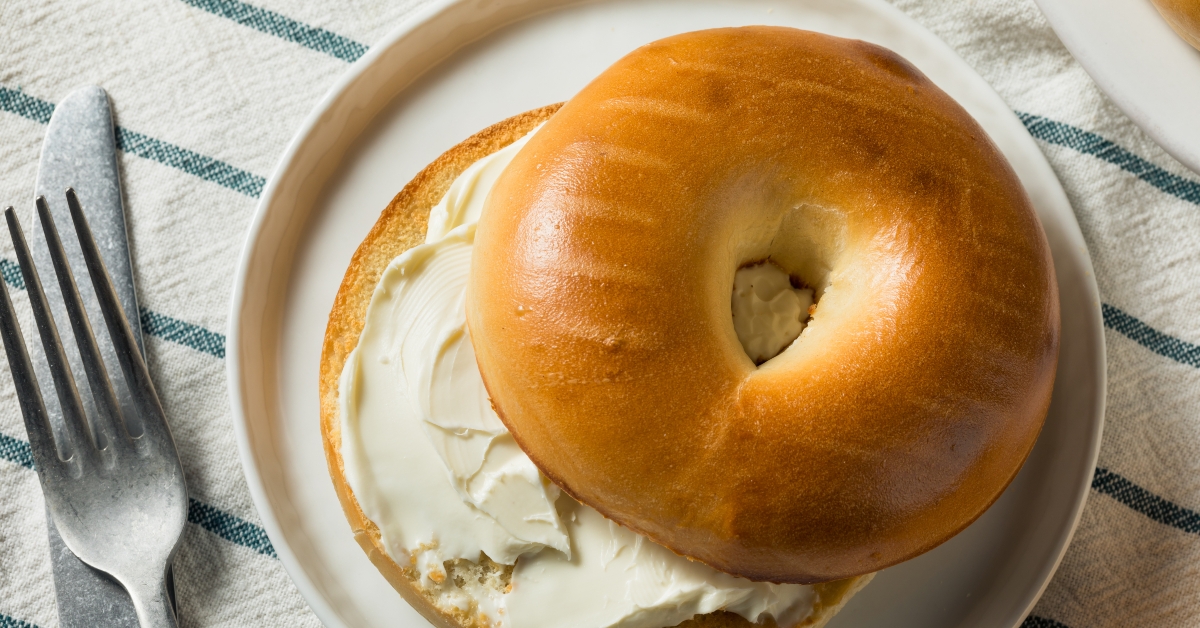 homemade cream cheese bagel