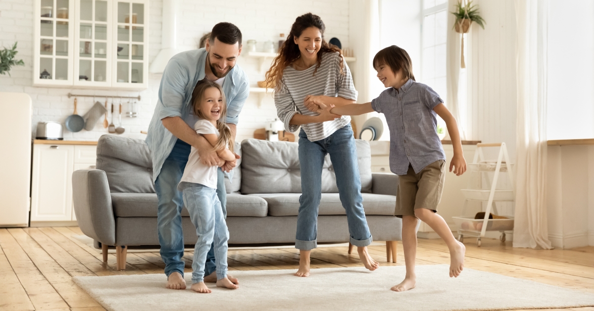  family playing funny game