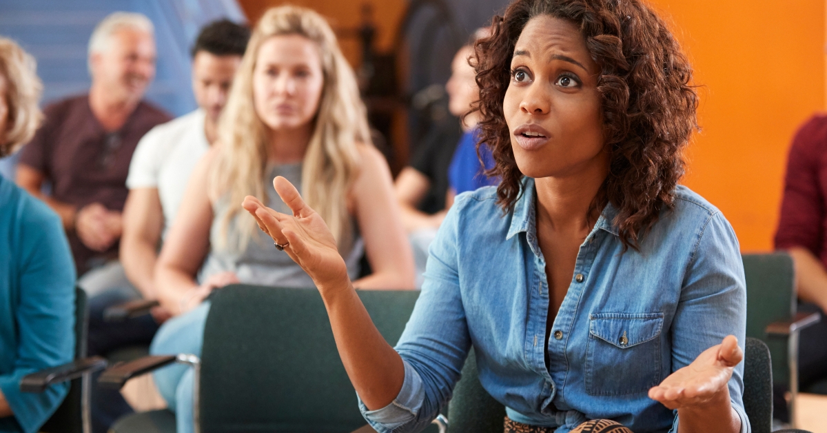 frustrated woman asking question