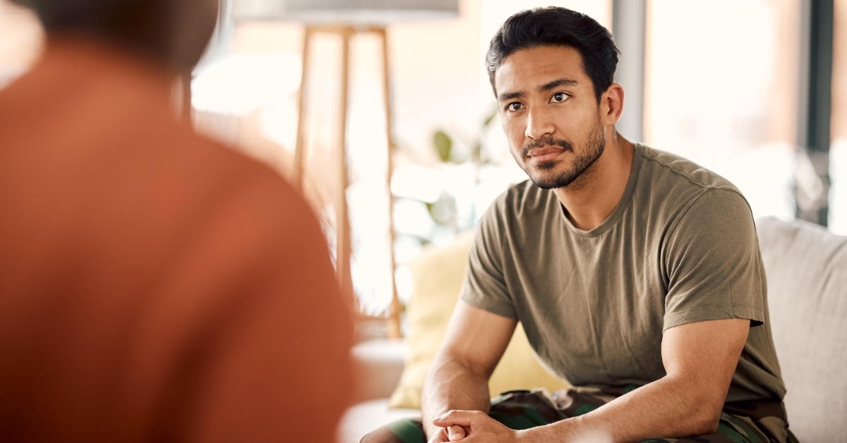 military man with psychologist for counselling