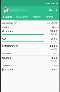 GoodBudget dashboard.