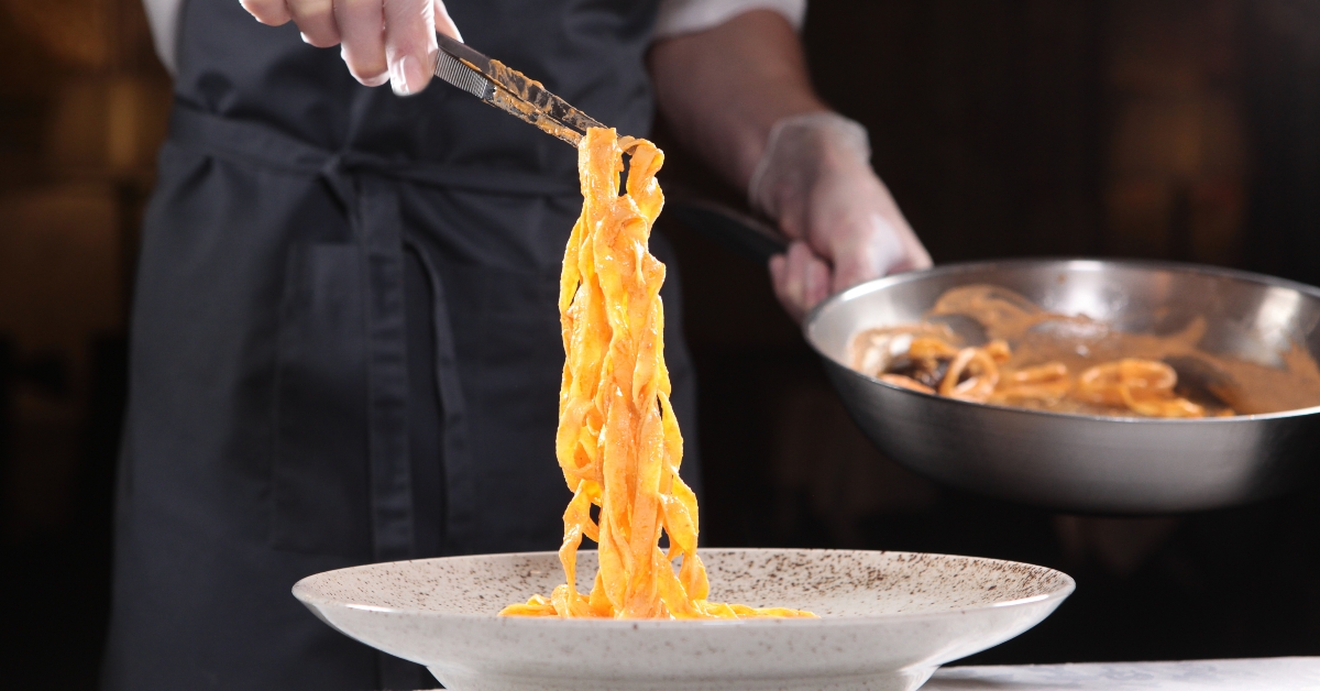 cooking pasta with seafood