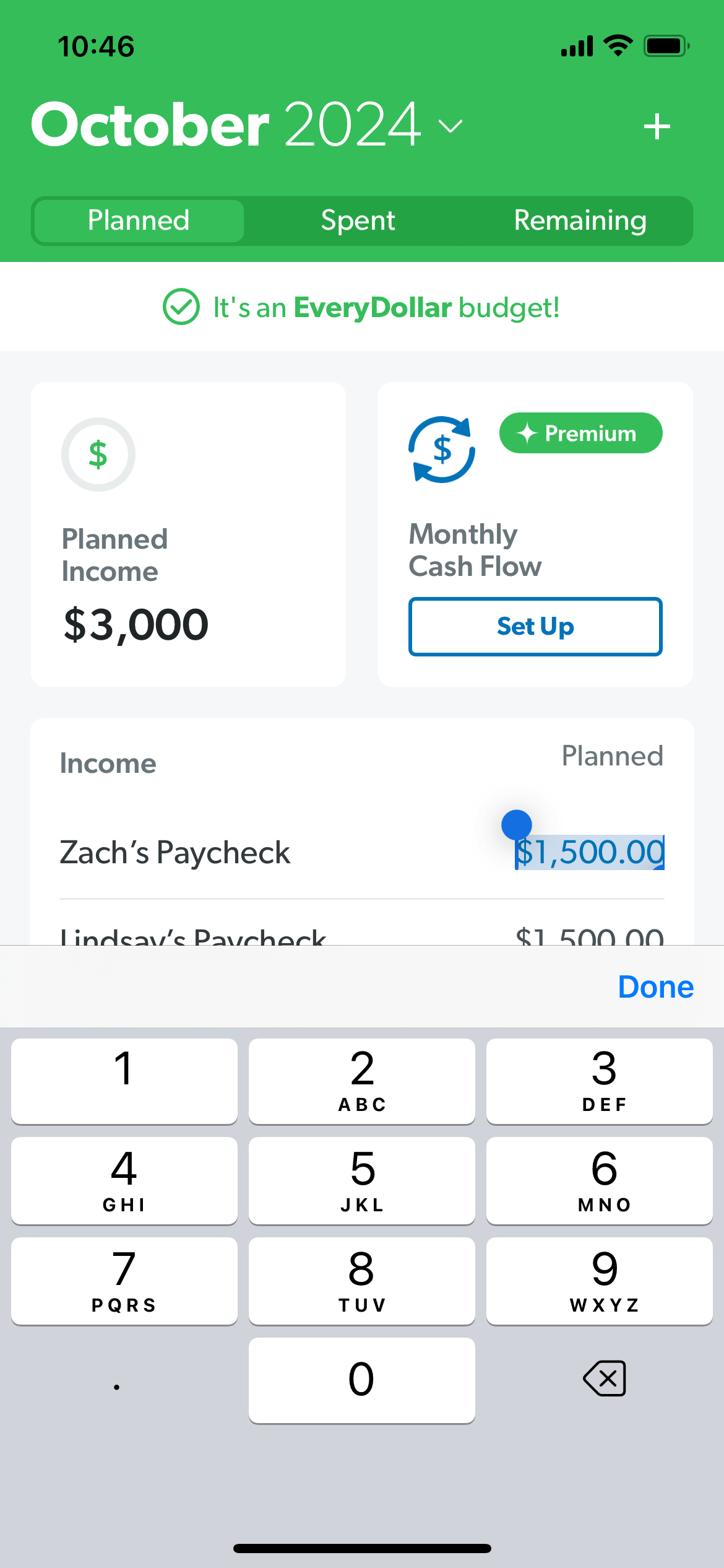 EveryDollar budgeting app.