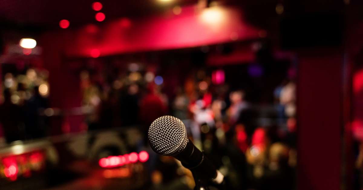 Microphone and stand up comedy stage