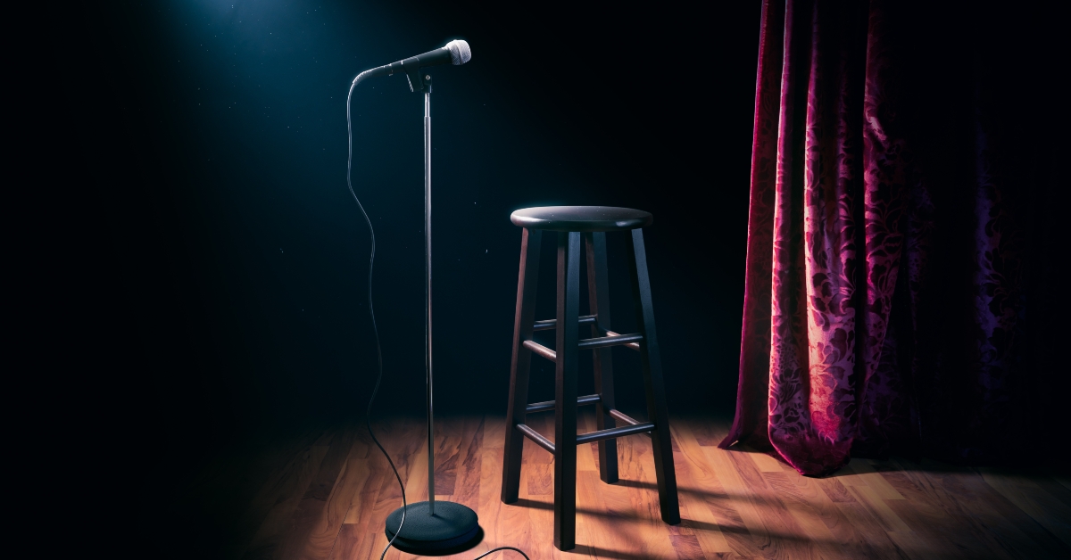 Microphone and wooden stool