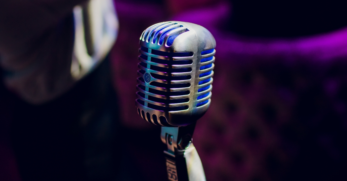 Microphone on stand up comedy stage