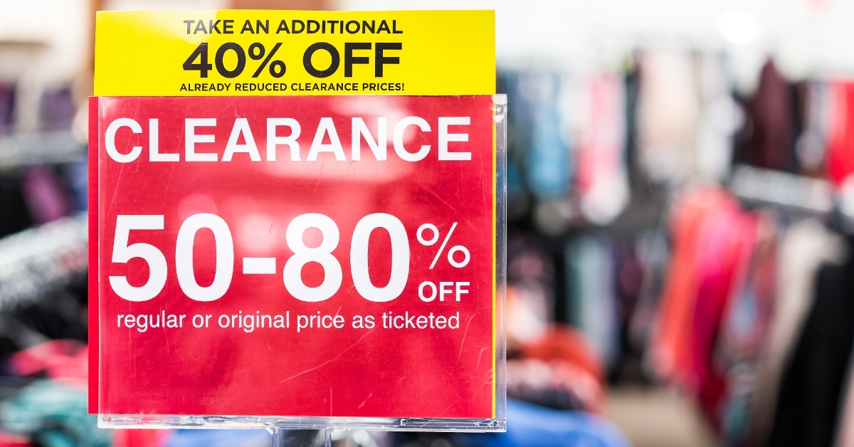 discount poster at clothes store