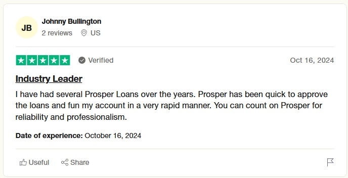 Prosper TrustPilot Review