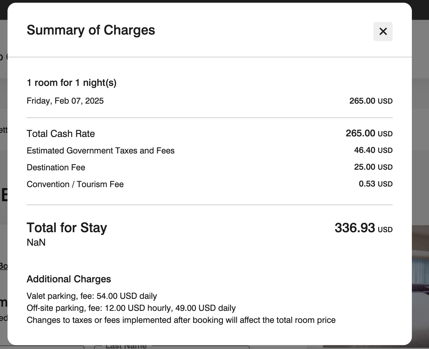 summary of charges screenshot