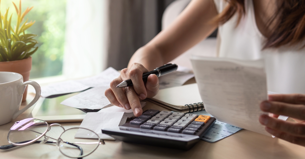 woman checking bills