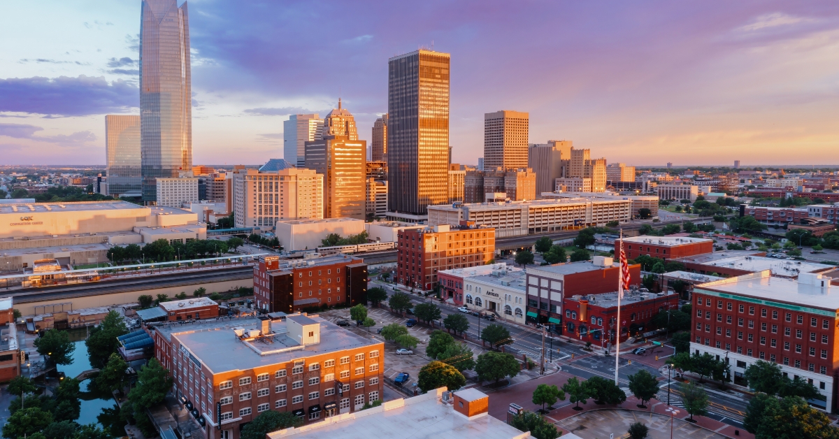 bricktown and downtown city skyline