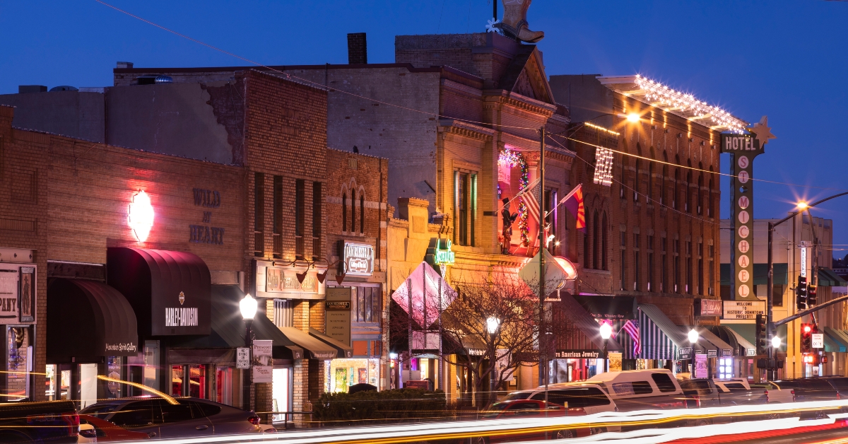 whiskey row in downtown prescott