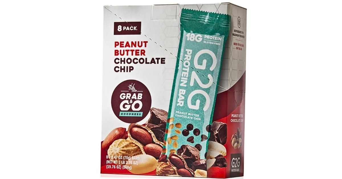g2g peanut butter chocolate chip protein bars