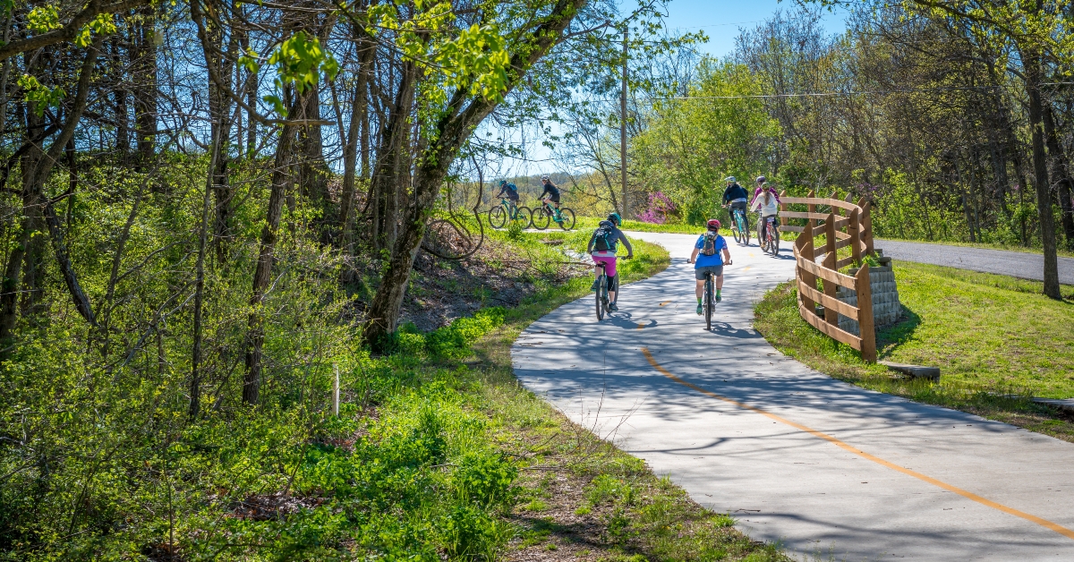 kids biking on bike trail