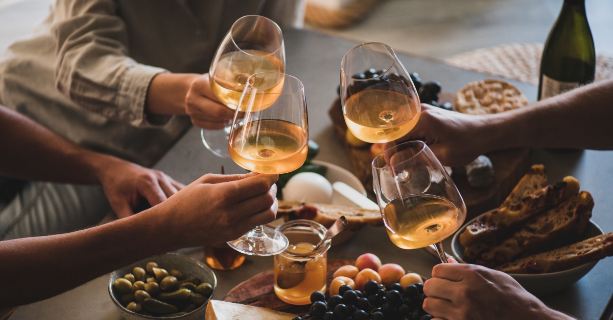 friends having wine tasting 