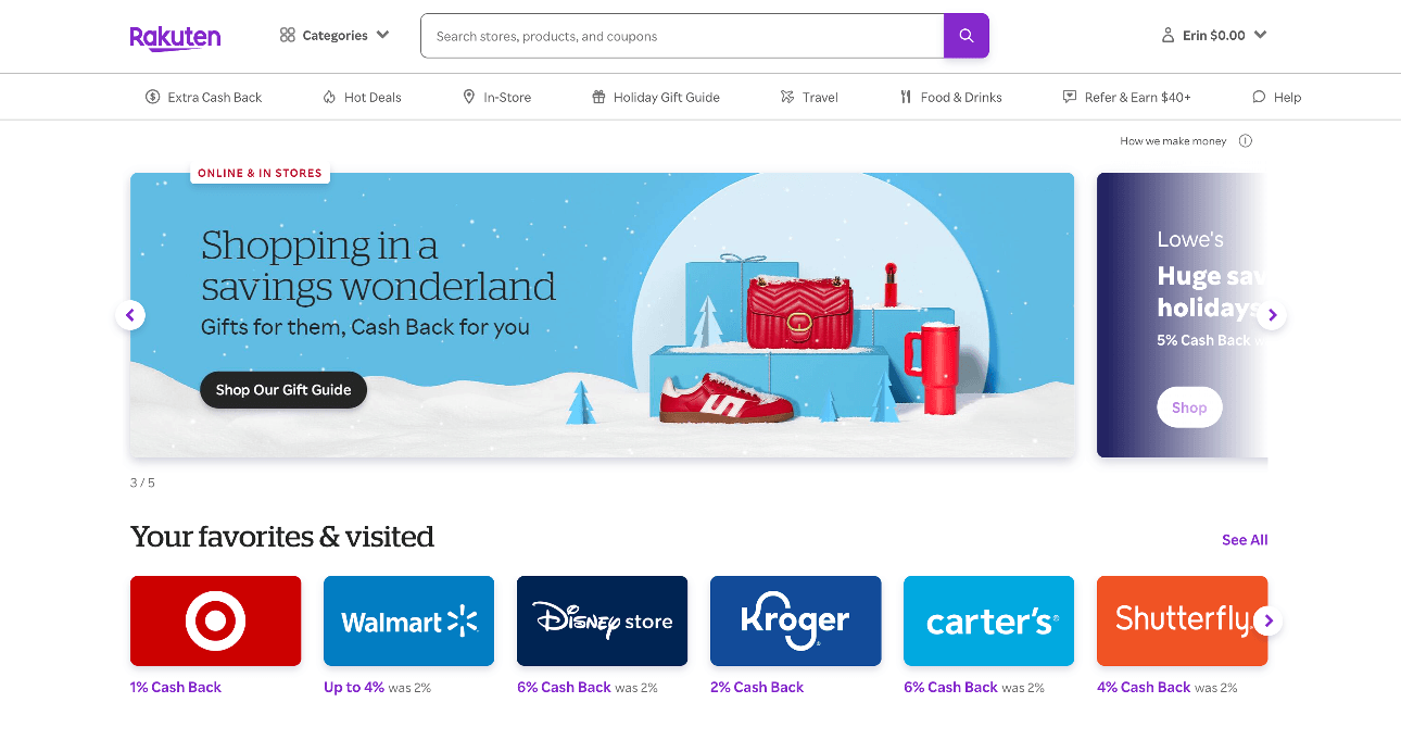 Rakuten Shopping Online Homepage