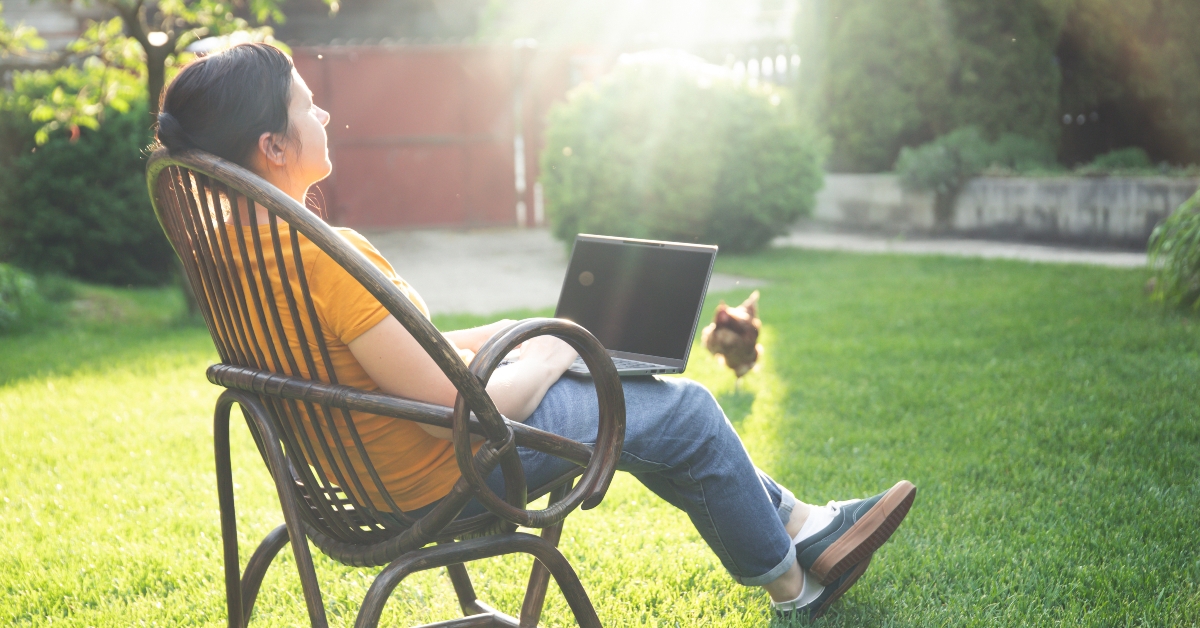 Sitting outside while working at home
