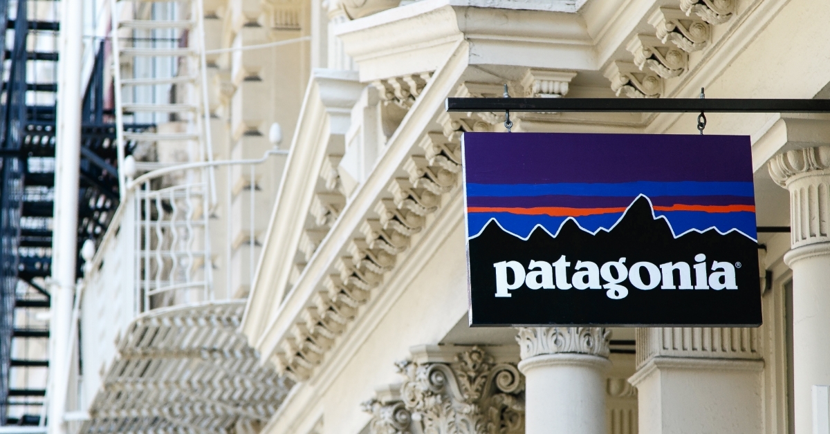 Patagonia banner outside store