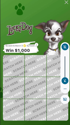 A green Scratch & Match lottery ticket on the Lucky Day app.