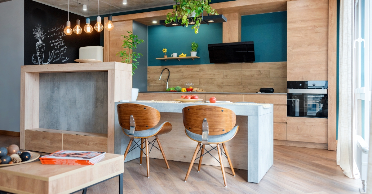 Modern furniture in luxury kitchen