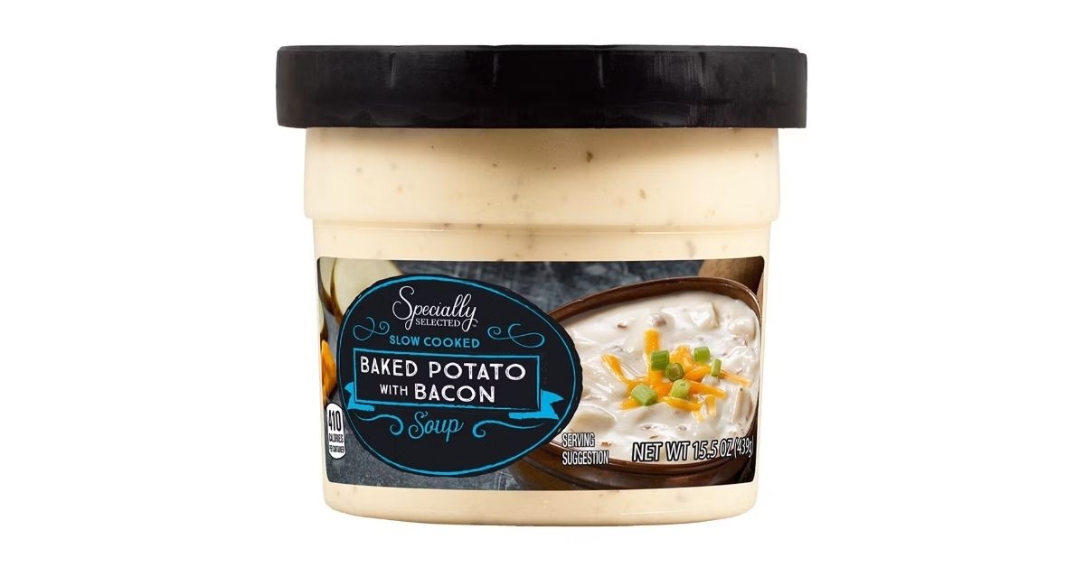 specially selected slow cooked potato bacon soup