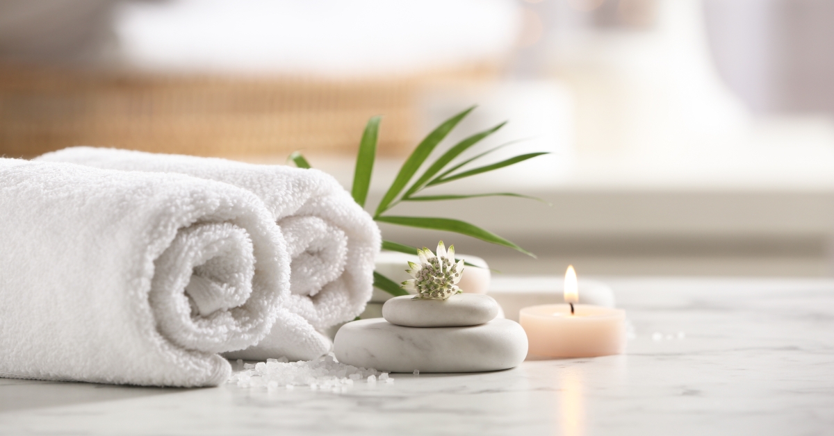  spa stones on white marble